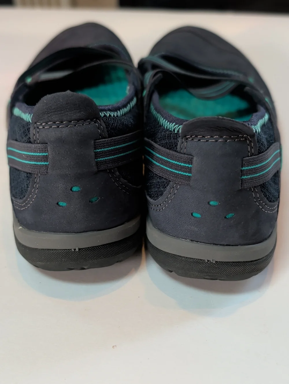 Clarks, Aria, Navy Leather Mary Jane Flats.